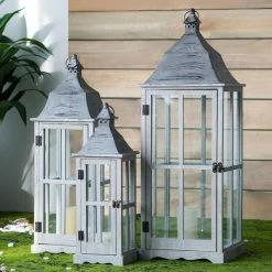 Budget 😀 A & B Home A & B Home Window Scape Indoor Lanterns - Set Of 3 🎁 -Candle Holders Sales detail2ABH2215