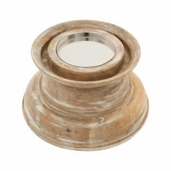 Discount 🎁 3R Studios Whitewashed Mango Wood Hurricane Candle Holder With Clear Handblown Glass 😉 -Candle Holders Sales detail2CREC1752