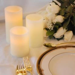 Brand new 🎉 Flameless & LED Lumabase LED Remote Control Round Wax Candles - Set Of 3 ⌛ -Candle Holders Sales detail2JHSP092