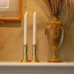 Outlet 🔔 LumaBase Action Flame Battery Operated Taper Candles With Holder 👏 -Candle Holders Sales detail2JHSP121