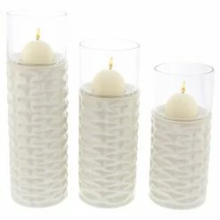 Top 10 🛒 Pillar DecMode Ridged Candle Holders - Set Of 3 😉 -Candle Holders Sales detail2UMA10564