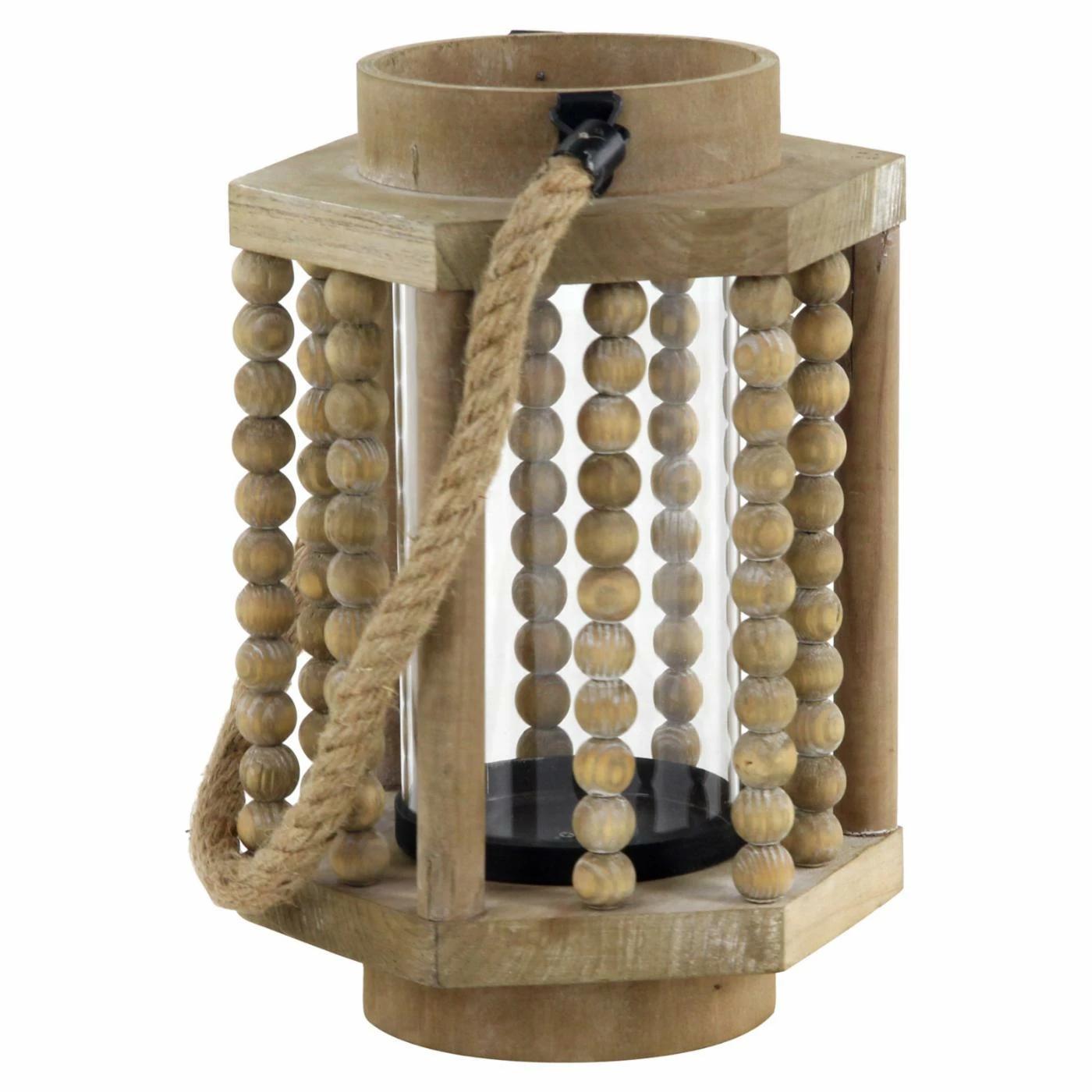 Promo 🎁 DecMode Rustic Wood And Glass Votive Candle Lantern With A Rope Handle 🔥 4 Promo 🎁 DecMode Rustic Wood And Glass Votive Candle Lantern With A Rope Handle 🔥 - Image 4