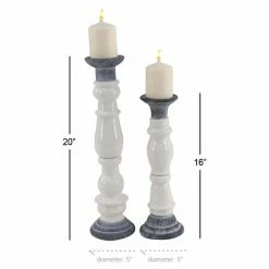 Best reviews of 💯 DecMode 2 Piece Rustic Stoneware Pillar Candle Holder Set ❤️ -Candle Holders Sales detail2UMA11027