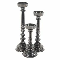 Best Pirce 👏 Pillar DecMode Traditional Aluminum Segmented Candle Holders - Set Of 3 🧨 -Candle Holders Sales detail2UMA9695
