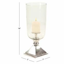 Best Pirce 🔔 DecMode Aluminum And Glass Votive Hurricane Candle Holder 👍 -Candle Holders Sales detail2UMA9699
