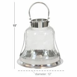 Discount 😍 DecMode Iron And Textured Glass Lantern Candle Holder 🎉 -Candle Holders Sales detail3UMA11041