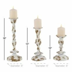 Best Sale 🎁 Pillar DecMode Distressed Candle Holder - Set Of 3 👍 -Candle Holders Sales detail3UMA12443