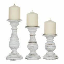 Promo 🎉 Pillar DecMode 10 In. Candle Holder - Set Of 3 🤩 -Candle Holders Sales detail3UMA3050