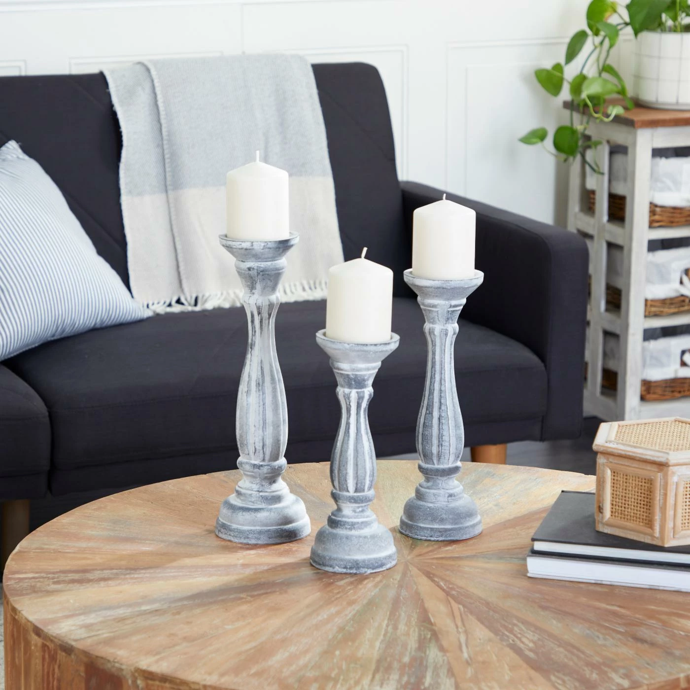 Discount 🌟 Pillar DecMode Rustic Wood Candle Holder - Set Of 3 😍 6 Discount 🌟 Pillar DecMode Rustic Wood Candle Holder - Set Of 3 😍 - Image 6