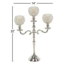 Best deal ❤️ Candelabras DecMode Traditional 3-Bobeche Aluminum And Acrylic Beaded Candelabra 🔥 -Candle Holders Sales detail3UMA9729