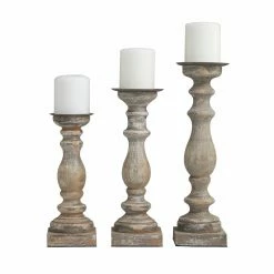 Outlet 🤩 Pillar DecMode 52759 Candle Holder - Set Of 3 🧨 -Candle Holders Sales detail4UMA3060