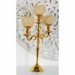Best deal ❤️ Candelabras DecMode Traditional 3-Bobeche Aluminum And Acrylic Beaded Candelabra 🔥 -Candle Holders Sales detail4UMA9729