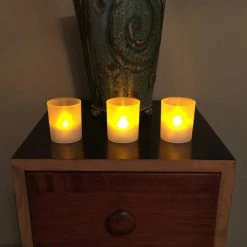 Cheap 😀 LumaBase Flameless Votive Candles In Frosted Holders - Set Of 6 ⭐ -Candle Holders Sales detail5JHSP222