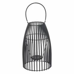 Brand new 🔔 DecMode Iron And Glass Decorative Caged Black Lantern 💯 -Candle Holders Sales detail5UMA9713