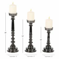 Best Pirce 👏 Pillar DecMode Traditional Aluminum Segmented Candle Holders - Set Of 3 🧨 -Candle Holders Sales detail6UMA9695