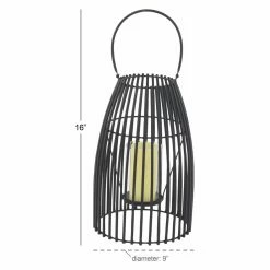 Brand new 🔔 DecMode Iron And Glass Decorative Caged Black Lantern 💯 -Candle Holders Sales detail6UMA9713
