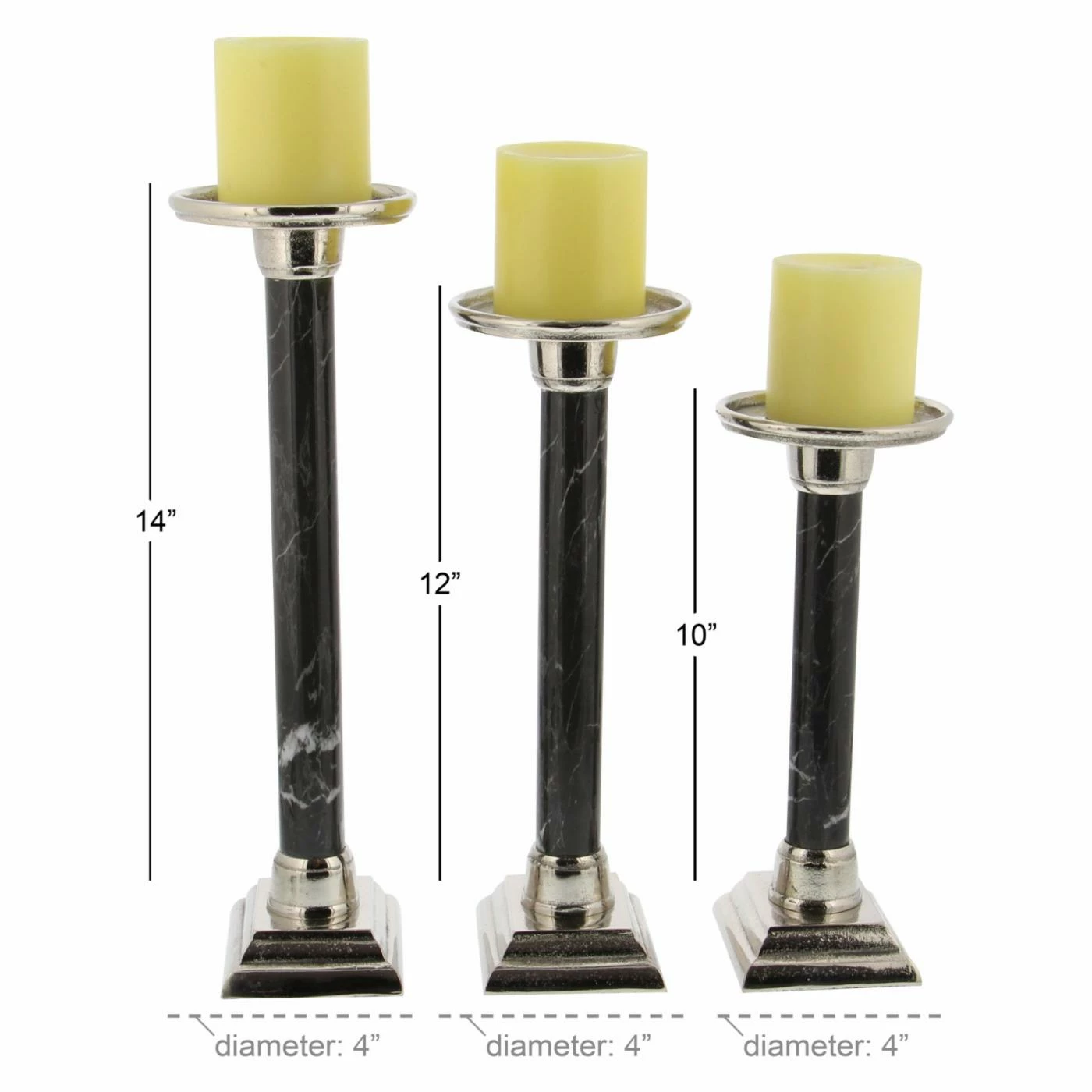 Wholesale ๐ Pillar DecMode Traditional Aluminum And Iron Candle Holders - Set Of 3 โค๏ธ 4 Wholesale ๐ Pillar DecMode Traditional Aluminum And Iron Candle Holders - Set Of 3 โค๏ธ - Image 4