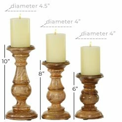 Promo 🎉 Pillar DecMode 10 In. Candle Holder - Set Of 3 🤩 -Candle Holders Sales detail7UMA3050