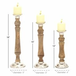 Buy 🥰 Pillar DecMode 51579 Candle Holder - Set Of 3 🤩 -Candle Holders Sales detail7UMA3055