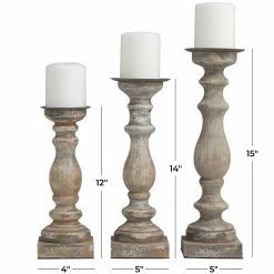 Outlet 🤩 Pillar DecMode 52759 Candle Holder - Set Of 3 🧨 -Candle Holders Sales detail7UMA3060