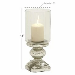 Deals 🥰 Hurricane DecMode Glass Candle Holder - Silver / Clear 😀 5 Deals 🥰 Hurricane DecMode Glass Candle Holder - Silver / Clear 😀 -Candle Holders Sales detail7UMA3282