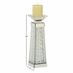 New 😉 Pillar DecMode Glass Candle Holder - Clear ❤️ -Candle Holders Sales detail7UMA5654
