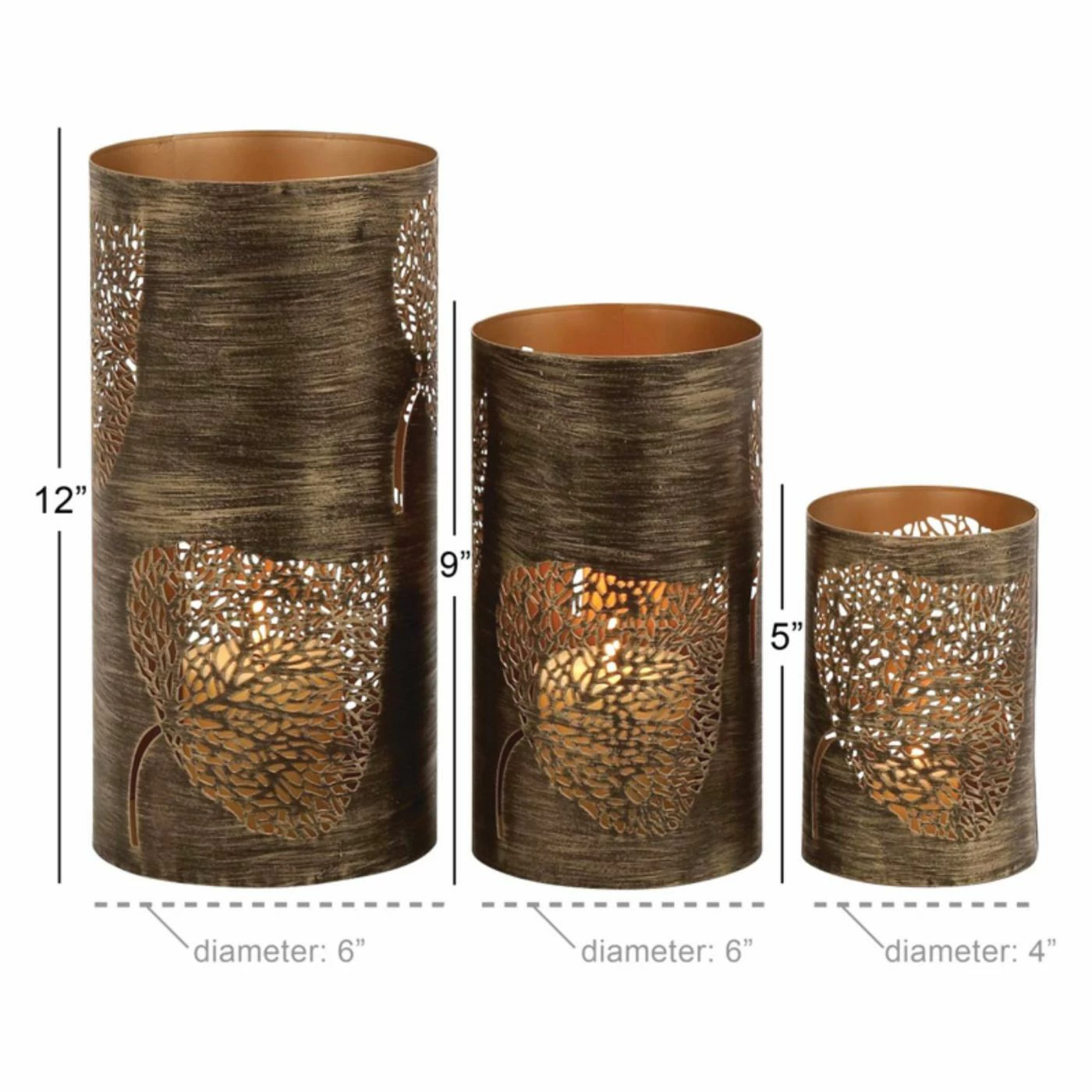 Flash Sale โ DecMode Metal Leaf Hurricane Candle Holder - Set Of 3 ๐ฏ 2 Flash Sale โ DecMode Metal Leaf Hurricane Candle Holder - Set Of 3 ๐ฏ - Image 2