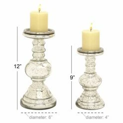 New 🔥 Pillar DecMode Glass Candle Holder - Set Of 2 ❤️ -Candle Holders Sales detail7UMA6951