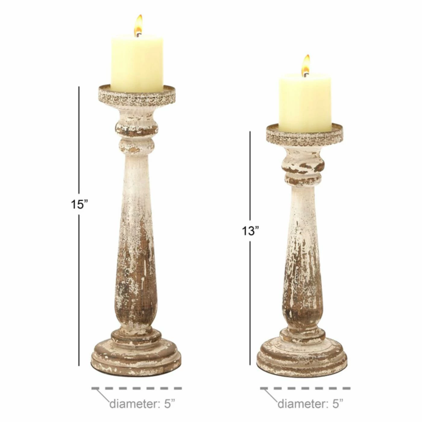 Wholesale π€© Pillar DecMode 15-in. Wood Candle Holder - Set Of 2 π― 3 Wholesale π€© Pillar DecMode 15-in. Wood Candle Holder - Set Of 2 π― - Image 3