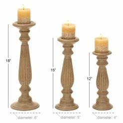 Brand new 😀 Pillar DecMode 12-in. Wood Candle Holder - Set Of 3 🥰 -Candle Holders Sales detail7UMA7009