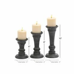 Cheapest 🤩 Pillar DecMode 10-in. Traditional Wood Candle Holder - Set Of 3 🤩 -Candle Holders Sales detail7UMA7013
