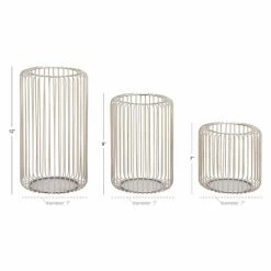 Cheap 😉 Hurricane DecMode Industrial Arts Metal Candle Holder - Set Of 3 🥰 -Candle Holders Sales detail7UMA7025
