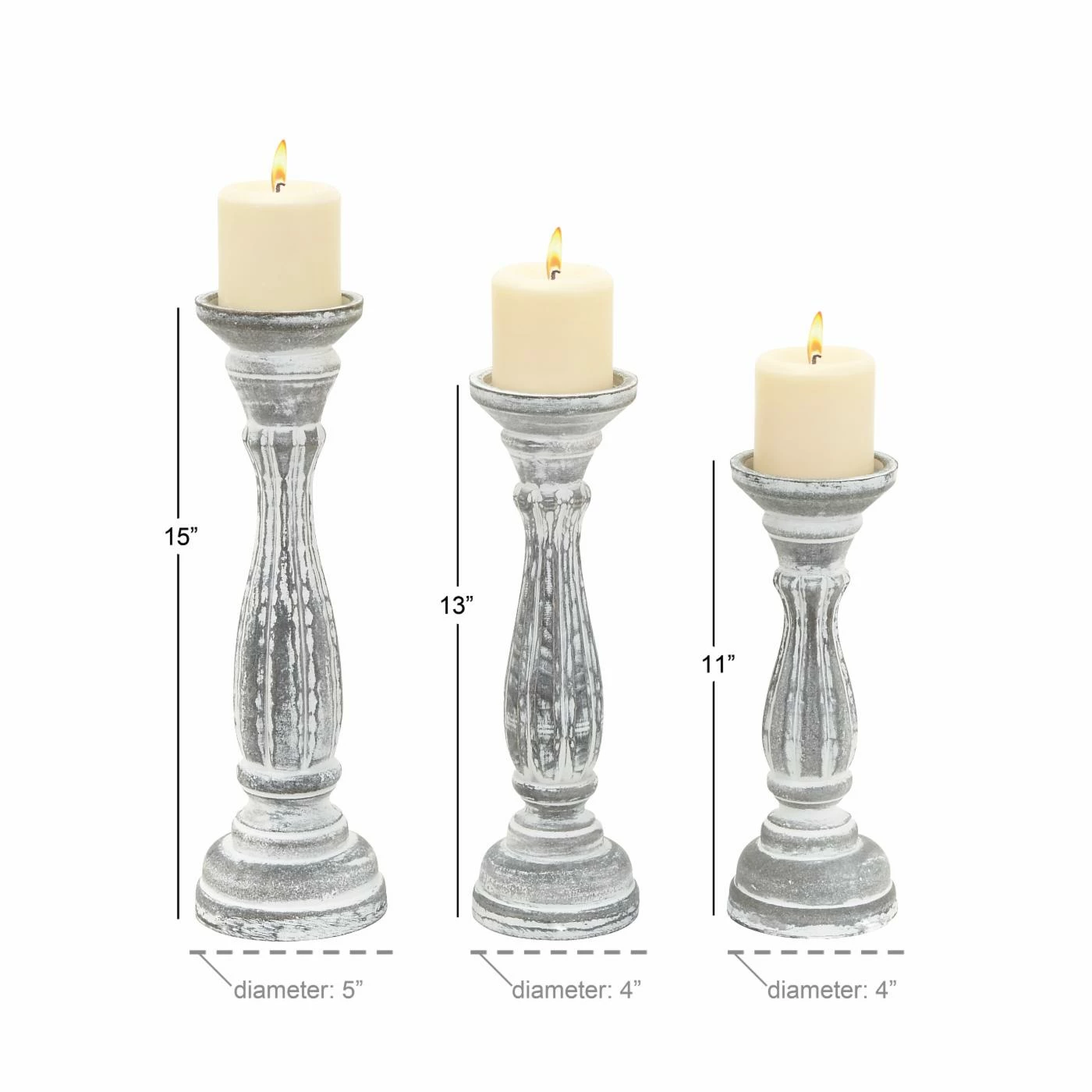 Discount 🌟 Pillar DecMode Rustic Wood Candle Holder - Set Of 3 😍 8 Discount 🌟 Pillar DecMode Rustic Wood Candle Holder - Set Of 3 😍 - Image 8