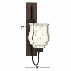 Buy 🎁 DecMode Square Bracket Metal And Mercury Glass Wall Sconce 🔥 -Candle Holders Sales detail7UMA8677