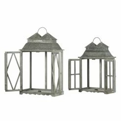 New 💯 A & B Home A & B Home Silver Scape Indoor Lanterns - Set Of 2 🥰 -Candle Holders Sales detailABH2213