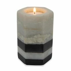 Best Pirce 🎁 A & B Home Pillar A & B Home Striped Marble Tea Light Candle Holder ⌛ -Candle Holders Sales detailABH2749