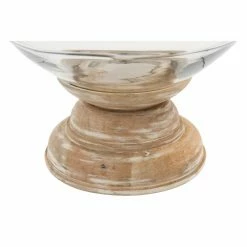 Discount 🎁 3R Studios Whitewashed Mango Wood Hurricane Candle Holder With Clear Handblown Glass 😉 -Candle Holders Sales detailCREC1752