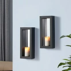 New 🤩 Danya B Vertical Mirror Pillar Candle Sconces - Set Of 2 😉 -Candle Holders Sales detailDBI391