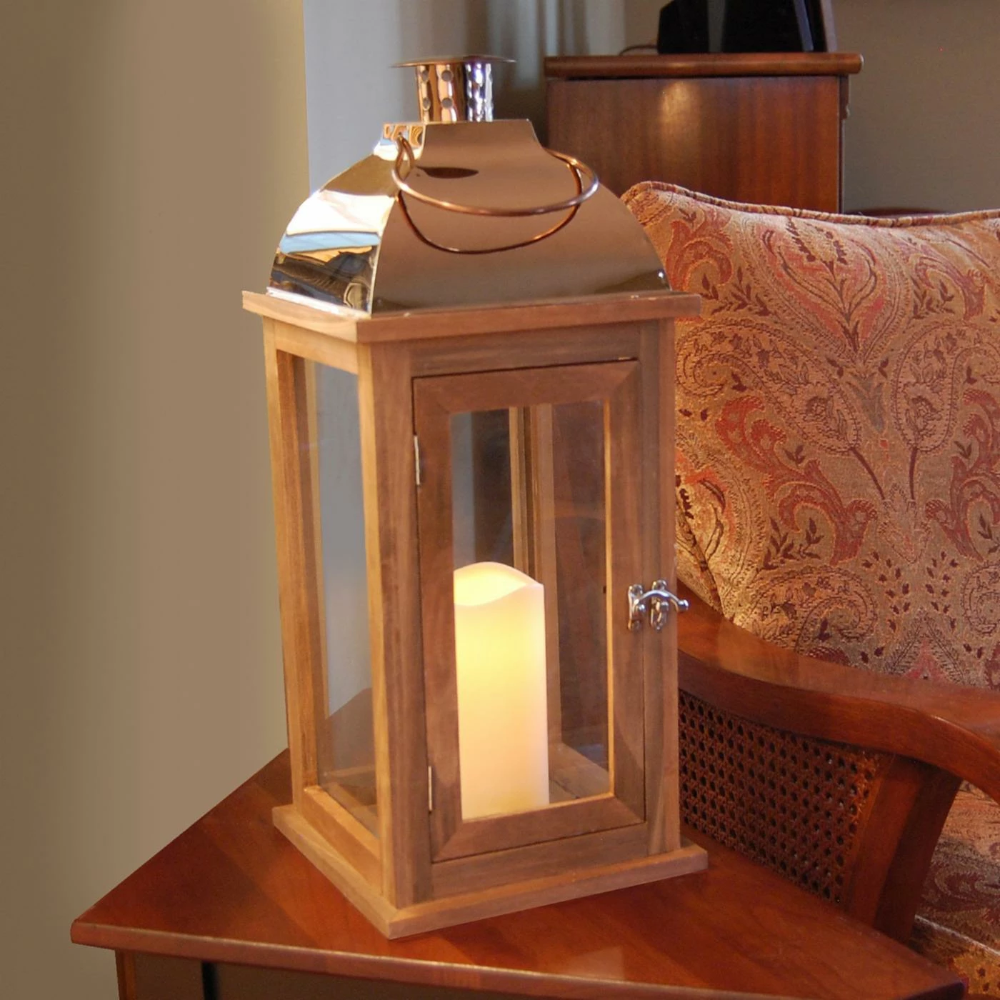 Flash Sale 😍 LumaBase Brown And Copper Wooden Lantern With LED Candle 🔥 3 Flash Sale 😍 LumaBase Brown And Copper Wooden Lantern With LED Candle 🔥 - Image 3