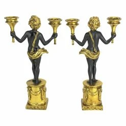 Flash Sale ✨ Candlesticks Design Toscano French Neoclassical Cherub Candlestick - Set Of 2 ⭐ -Candle Holders Sales detailTOSC3779