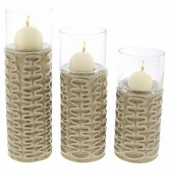 Top 10 🛒 Pillar DecMode Ridged Candle Holders - Set Of 3 😉 -Candle Holders Sales detailUMA10564