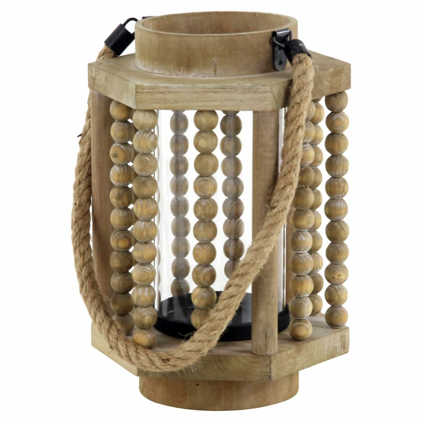 Promo 🎁 DecMode Rustic Wood And Glass Votive Candle Lantern With A Rope Handle 🔥 3 Promo 🎁 DecMode Rustic Wood And Glass Votive Candle Lantern With A Rope Handle 🔥 - Image 3