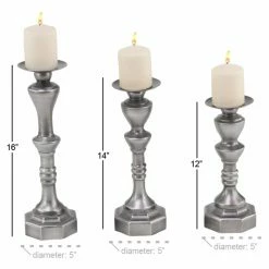 Best Sale 👍 Candlesticks DecMode Gray Candle Holders - Set Of 3 ⭐ -Candle Holders Sales detailUMA11015