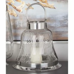 Discount 😍 DecMode Iron And Textured Glass Lantern Candle Holder 🎉 -Candle Holders Sales detailUMA11041