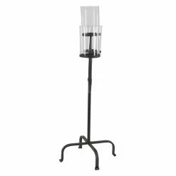 Best deal 😀 Candelabras DecMode Traditional Black Iron And Glass Three-Light Candle Holder 🥰 -Candle Holders Sales detailUMA11655