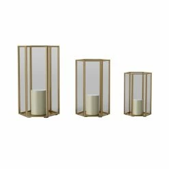 Best Sale 🔔 CosmoLiving By Cosmopolitan Modern Hexagon Lantern Candleholder - Set Of 3 👍 -Candle Holders Sales detailUMA12834