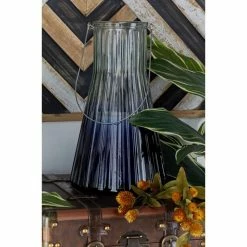 Brand new 🔥 DecMode Ribbed Glass Lantern Candle Holder - Set Of 2 ✔️ -Candle Holders Sales detailUMA5756