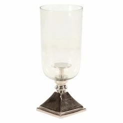 Best Pirce 🔔 DecMode Aluminum And Glass Votive Hurricane Candle Holder 👍 -Candle Holders Sales detailUMA9699