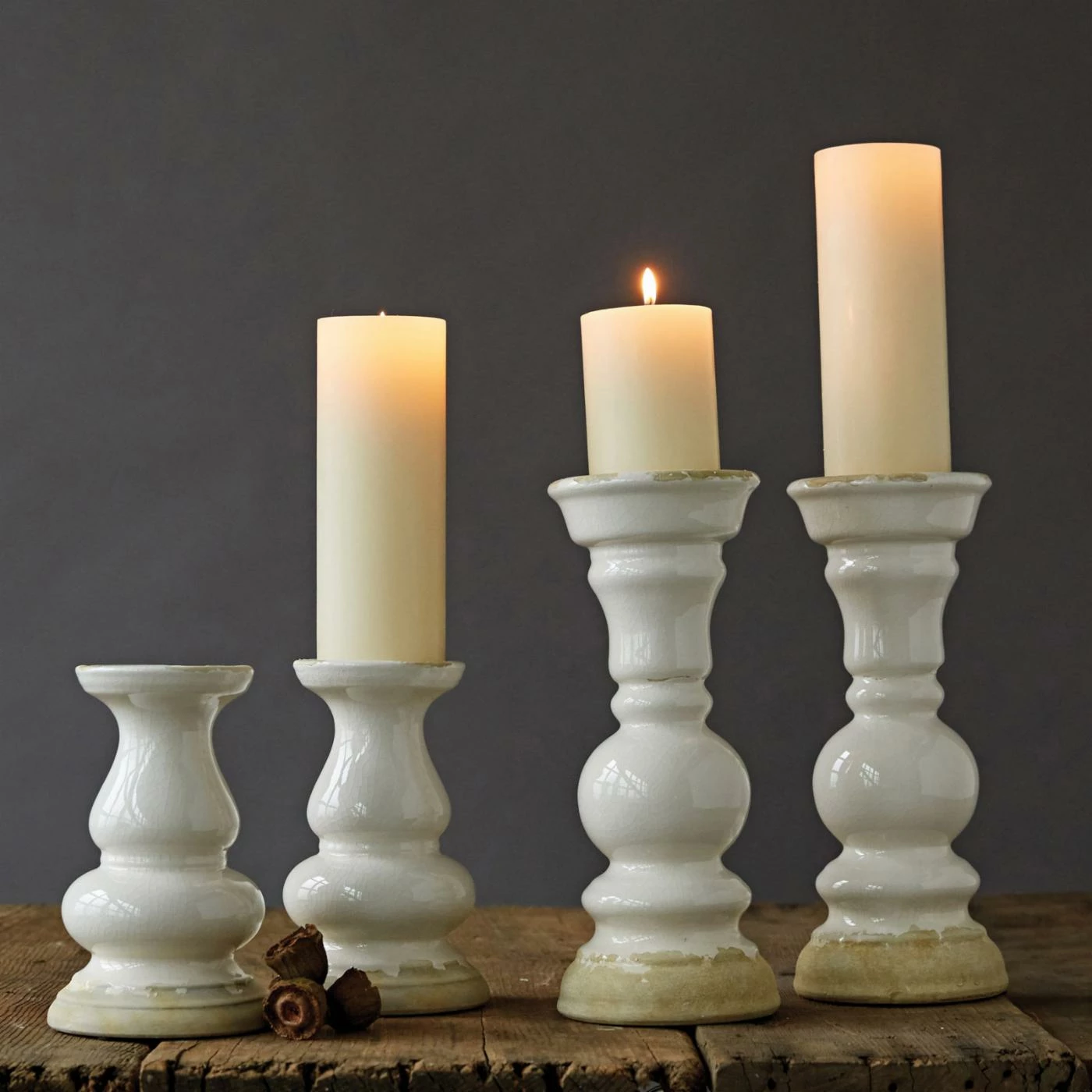 Cheapest π 3R Studios Distressed White Stoneware Pillar Holder π 2 Cheapest π 3R Studios Distressed White Stoneware Pillar Holder π - Image 2