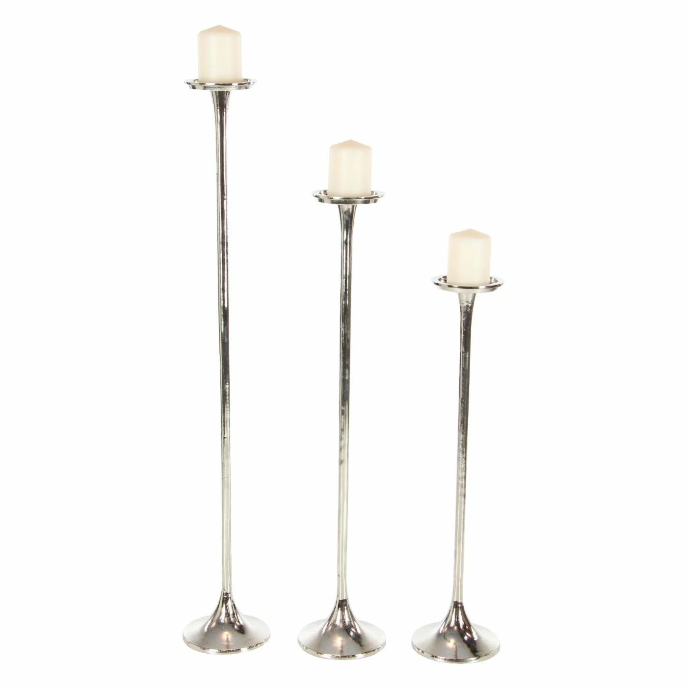 Buy 👏 Pillar DecMode Processional-Inspired Metallic Aluminum Candle Holders - Set Of 3 ✔️ 2 Buy 👏 Pillar DecMode Processional-Inspired Metallic Aluminum Candle Holders - Set Of 3 ✔️ - Image 2